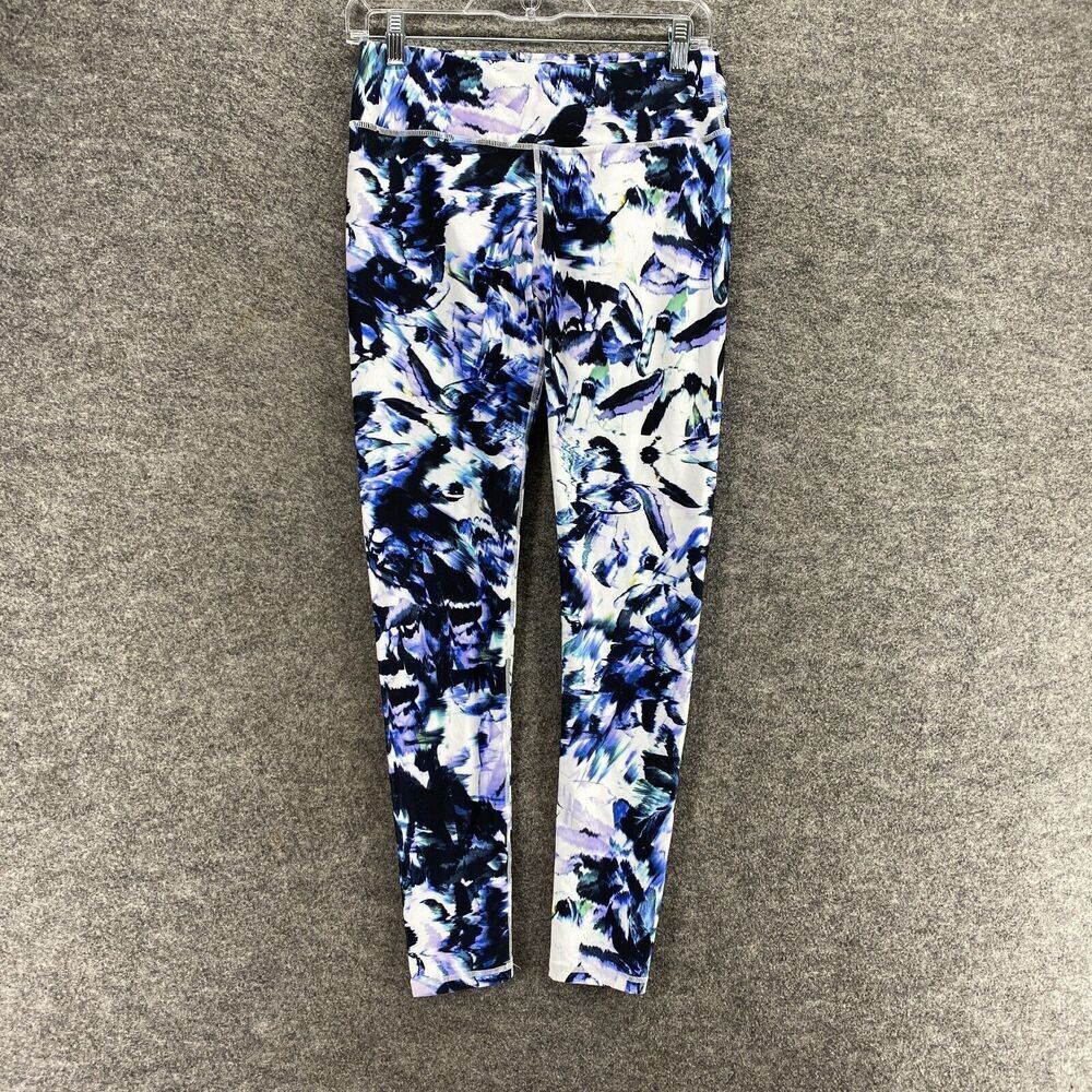 Fabletics Activewear Leggings Women S Small Blue Floral Mid Rise Capri Skinny